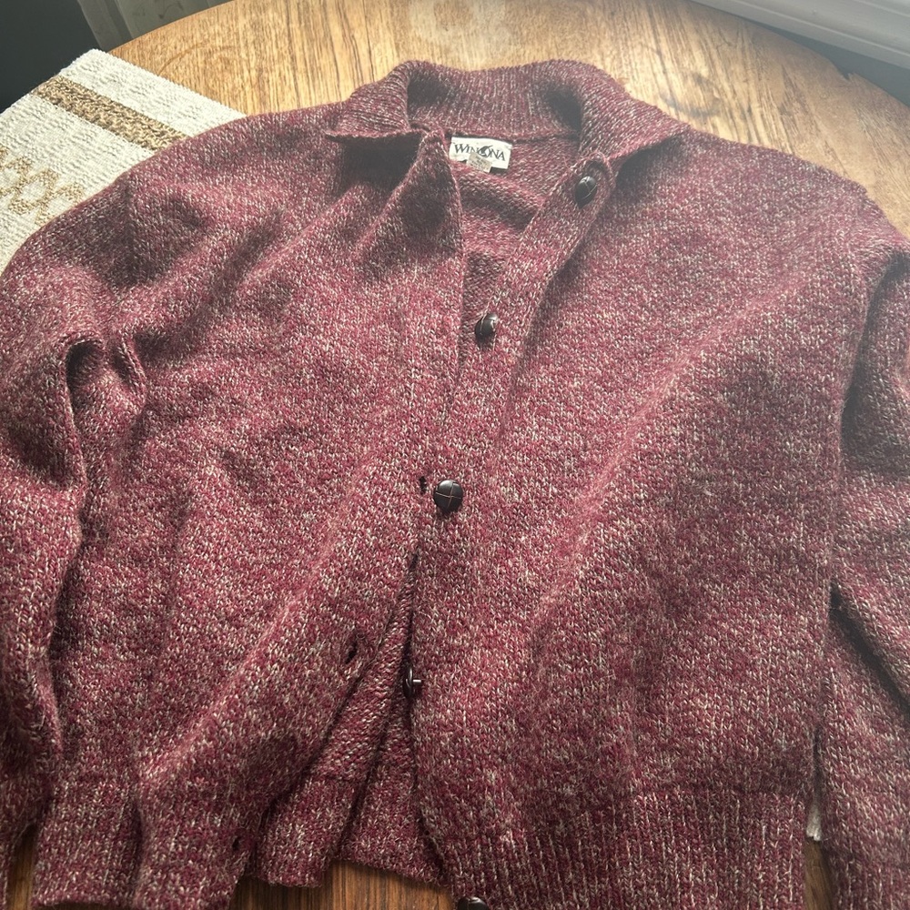 Vintage Wool Women's Winona Maroon Cardigan Sweater